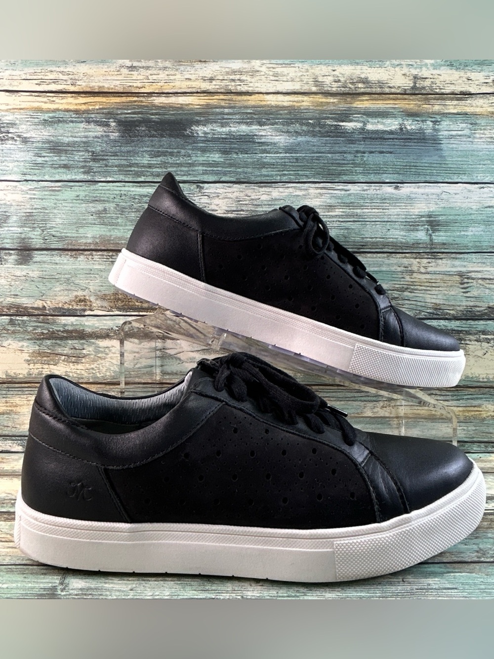 Johnston & Murphy Golf Shoes Womens Size 9M Black Leather Spikeless Lace Up